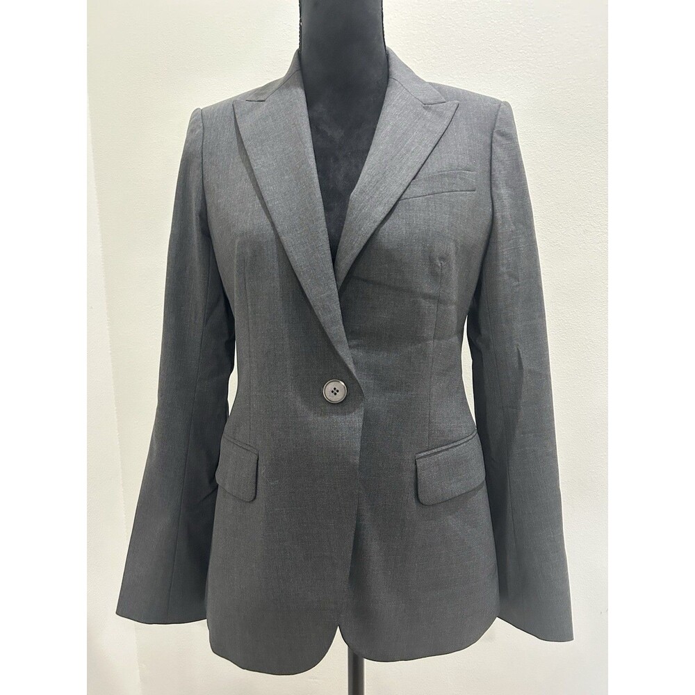 Theory Womens Sz 8 Charcoal Gray Wool Blazer 1 Button Lining Business Career
